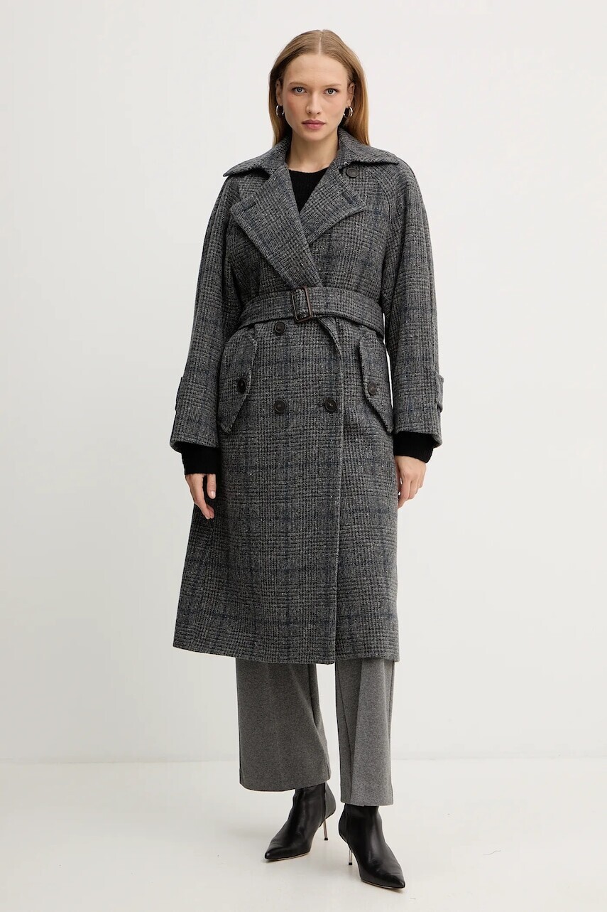 Kabát s prímesou vlny Weekend Max Mara SESTRI šedá farba, 2525016122600