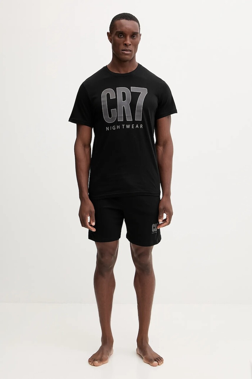 Bavlnené pyžamo CR7 Cristiano Ronaldo čierna farba, s potlačou, 8730.41.2613