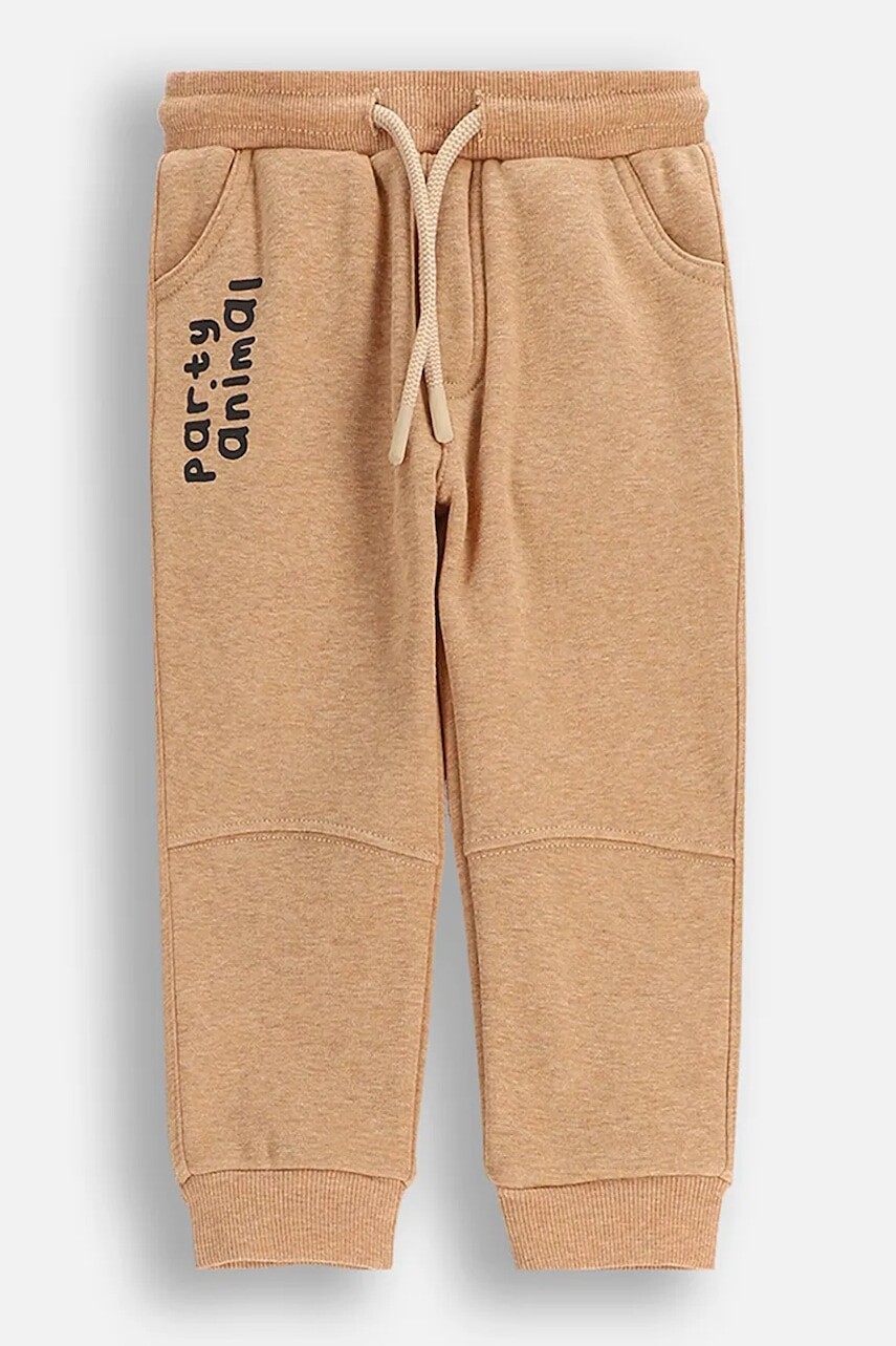 Detské bavlnené tepláky Coccodrillo hnedá farba, jednofarebné, BUDDIES BOY NEWBORN