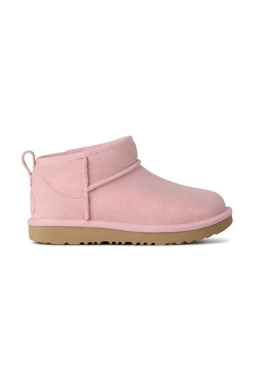 Detské zimné kožené topánky UGG CLASSIC ULTRA MINI DAZZLE ružová farba, 1171291K