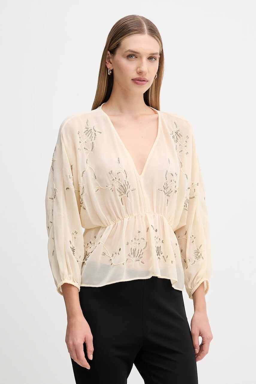 Blúzka Hoss Intropia béžová farba, s nášivkou, 6282673