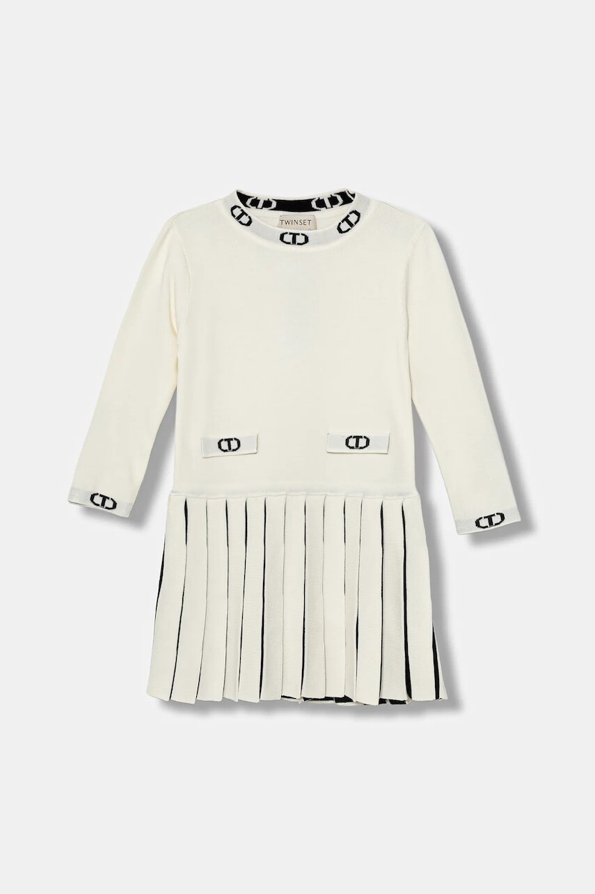 Dievčenské šaty Twinset biela farba, mini, áčkový strih, 252GB3032