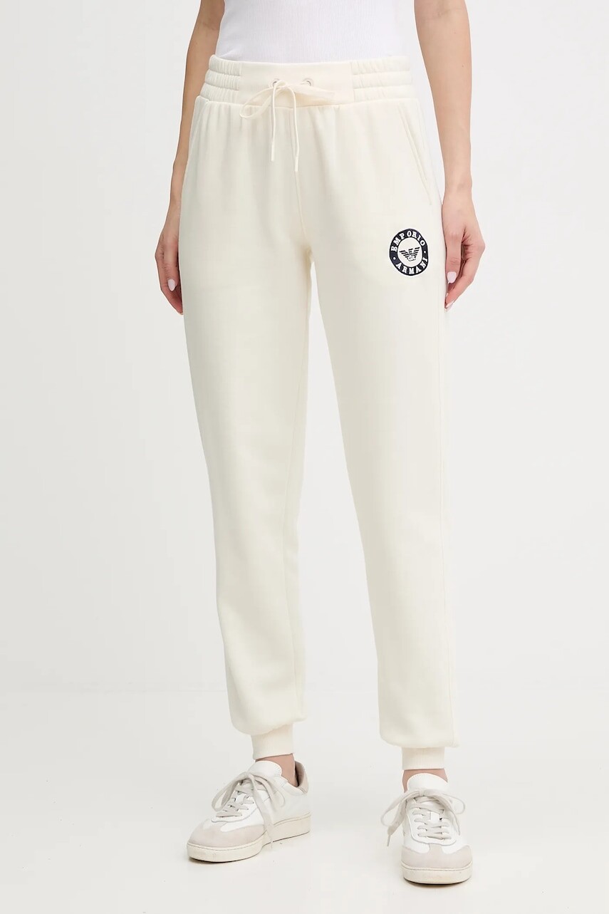 Tepláky Emporio Armani Underwear béžová farba, s nášivkou, EW001938 AF15363