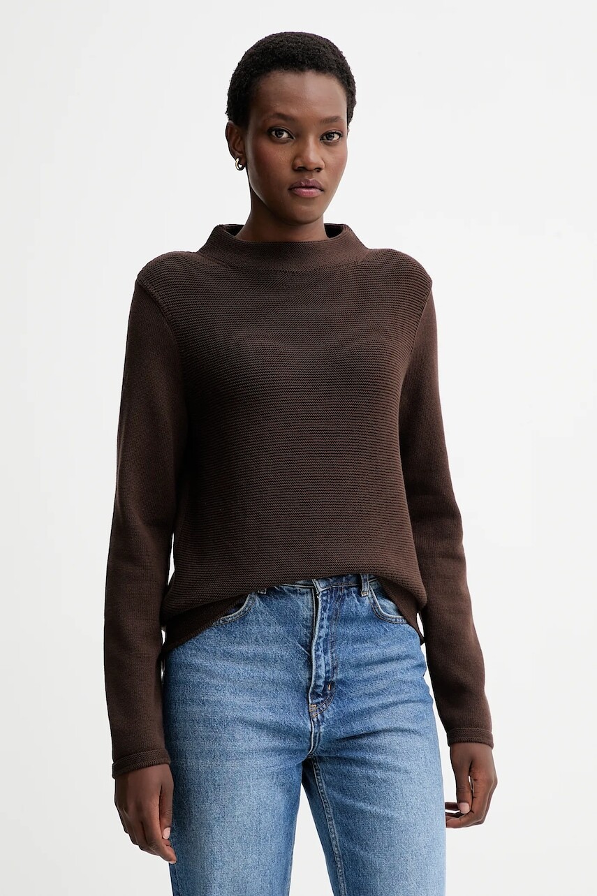 Bavlnený sveter Marc O'Polo hnedá farba, s polorolákom, 511605960419