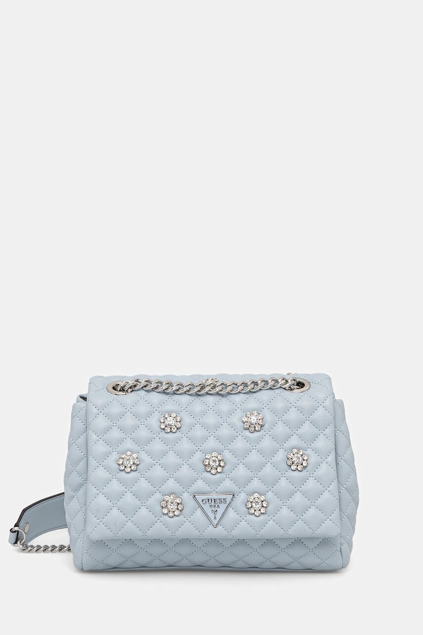 Kabelka Guess EVERLEE modrá farba, HWEY86 79210