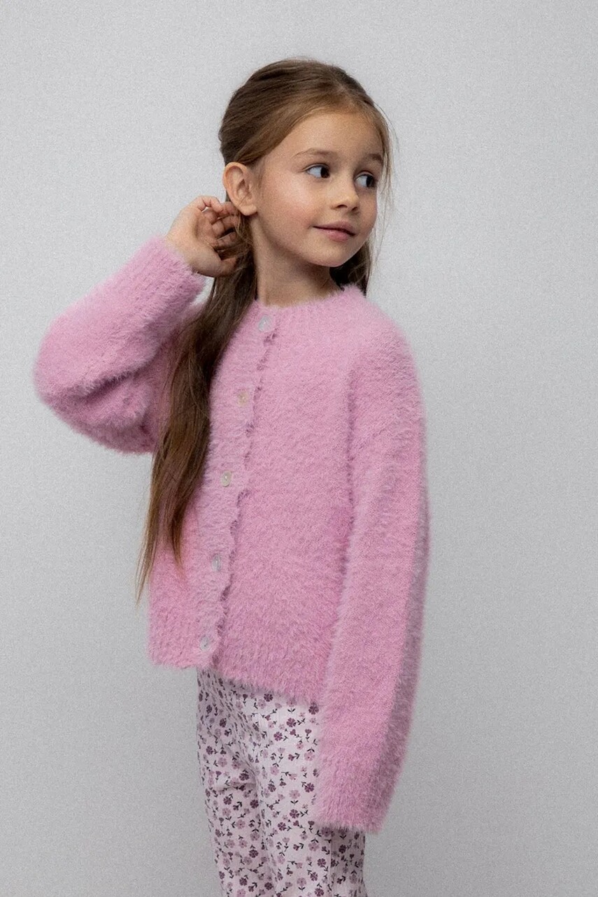 Detský sveter Coccodrillo ružová farba, FROSTING PUDDLE GIRL KIDS