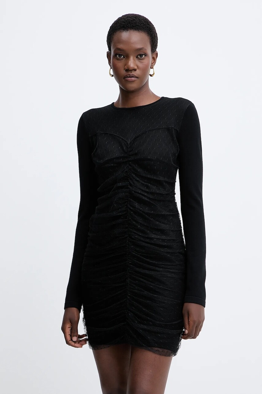 Šaty Twinset čierna farba, mini, priliehavé, 252TT3261