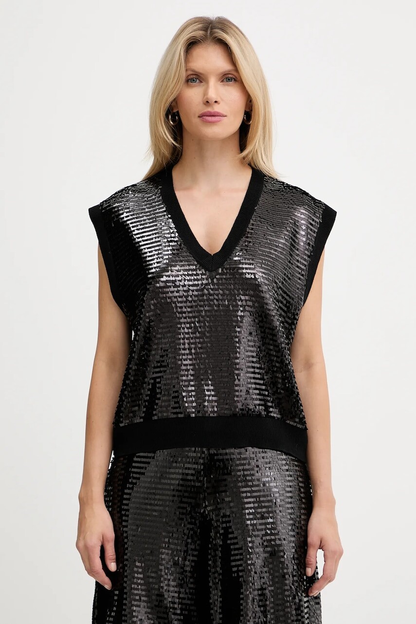 Vesta s prímesou vlny Armani Exchange čierna farba, ľahké, XW001325 AF16682