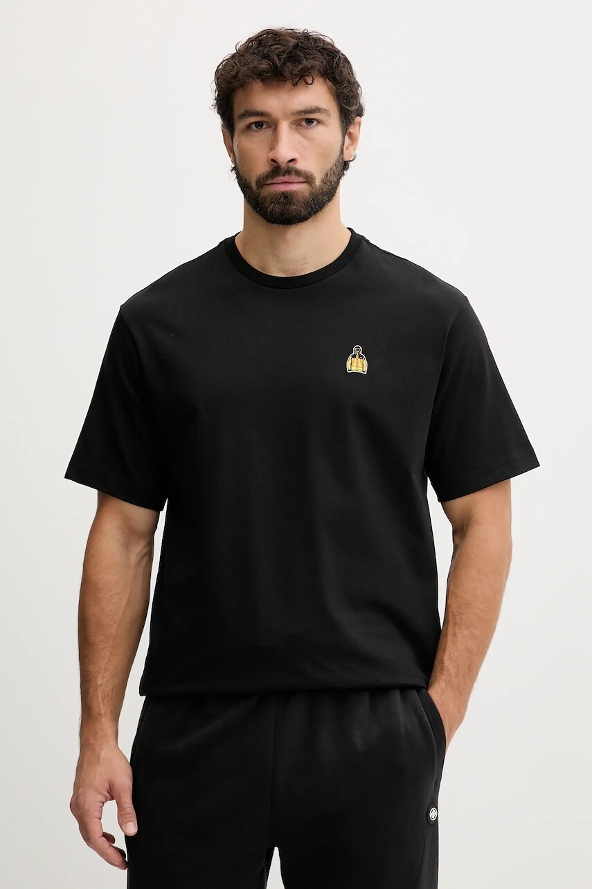 Bavlnené tričko The North Face Icon Mountain pánske, čierna farba, s nášivkou, NF0A8EU7JK31