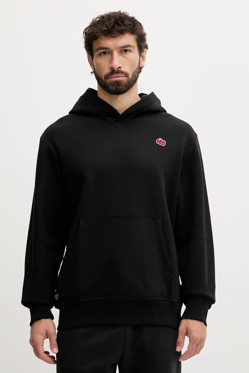 Bavlnená mikina The North Face Icon Relaxed čierna farba, s kapucňou, s nášivkou, NF0A8EU8JK31