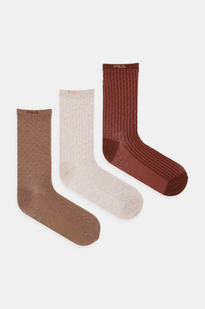 Ponožky Fila 3-pak hnedá farba, F6409