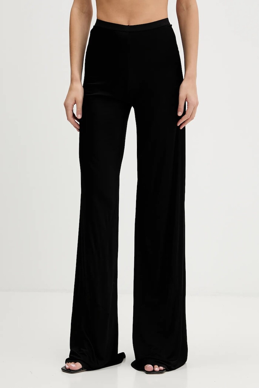 Nohavice Rick Owens Lilies Bias čierna farba, široké, vysoký pás, LI02E3334.JVS