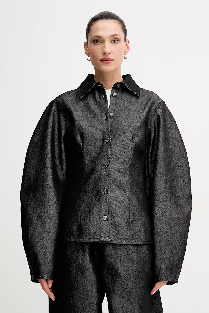 Rifľová košeľa Rotate čierna farba, regular, s klasickým golierom, 114961100