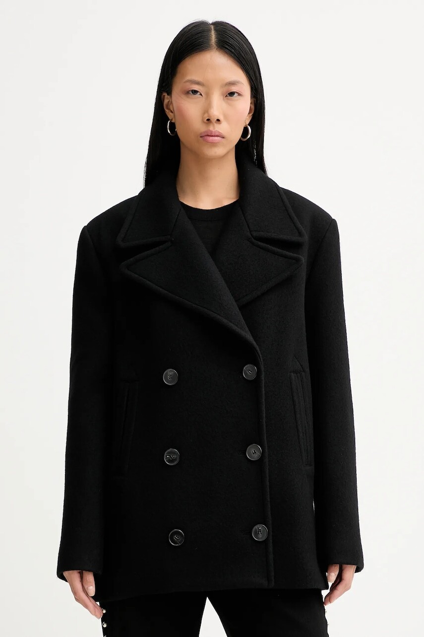 Kabát s prímesou vlny IRO WM137CARIBE čierna farba, CARIBE