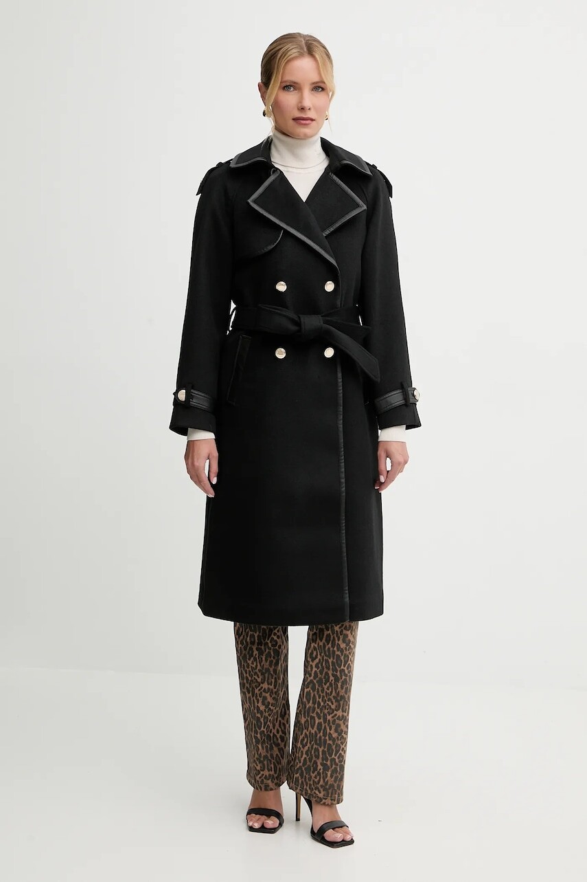 Kabát s prímesou vlny Morgan čierna farba, GPLAY