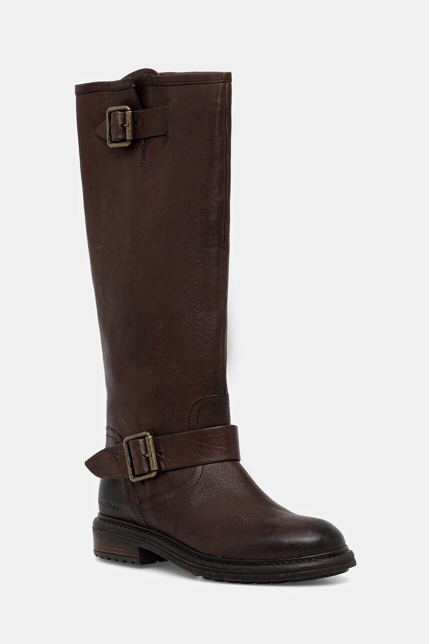 Kožené čižmy Marc O'Polo Cosi hnedá farba, na platforme, 50819098001100