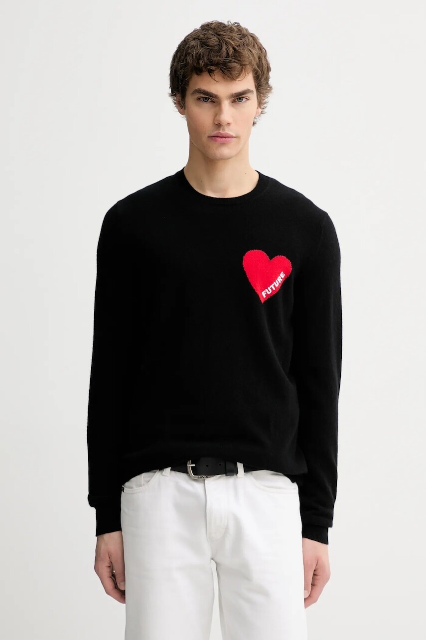 Kašmírový sveter FROM FUTURE čierna farba, MPR01083