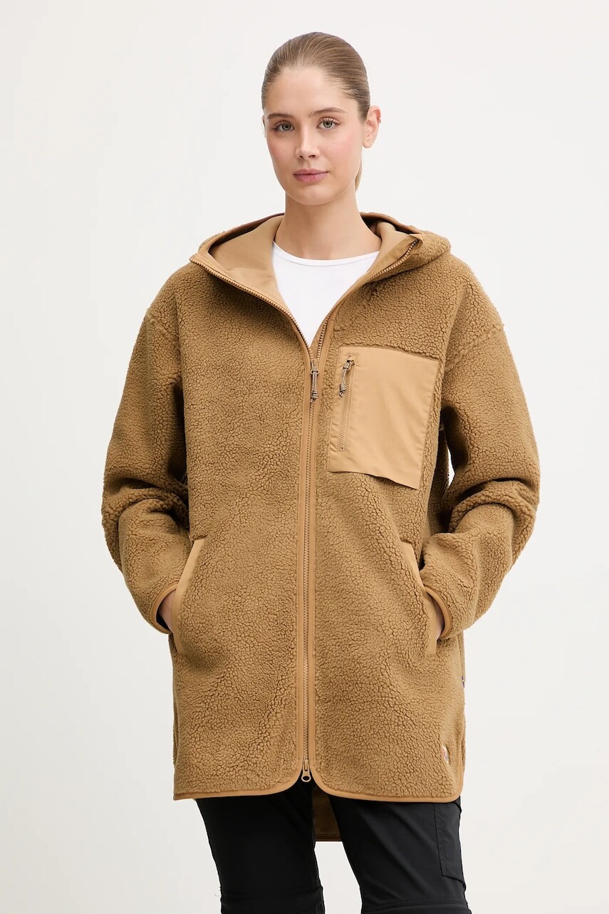 Mikina Fjallraven Vardag Pile zelená farba, s kapucňou, jednofarebná, F14600256-232