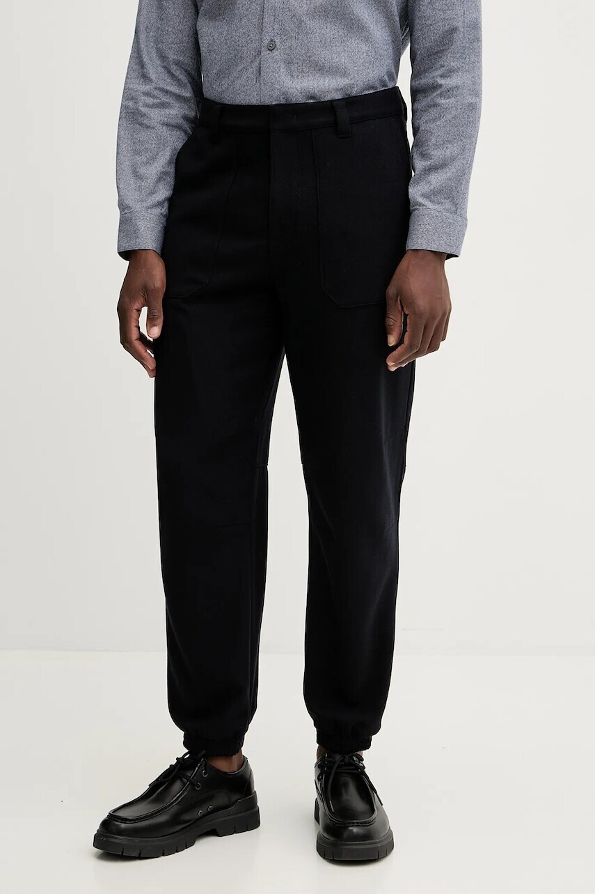 Nohavice s prímesou vlny Armani Exchange tmavomodrá farba, XM000941 AF16644