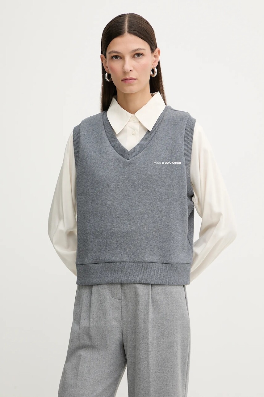 Bavlnená mikina Marc O'Polo šedá farba, melanžová, 5000007694
