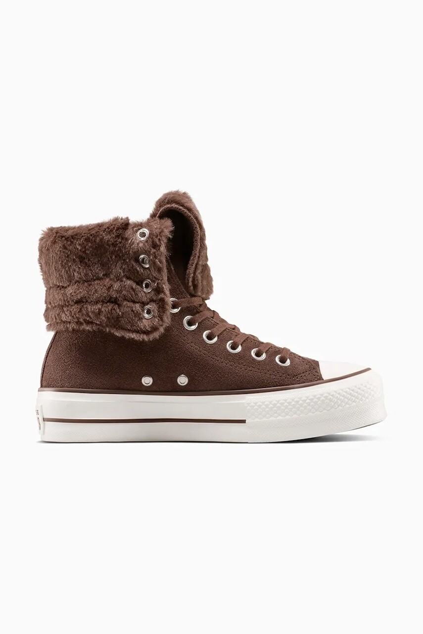 Tenisky Converse Chuck Taylor All Star Star Fold Over Lift hnedá farba, A15230C