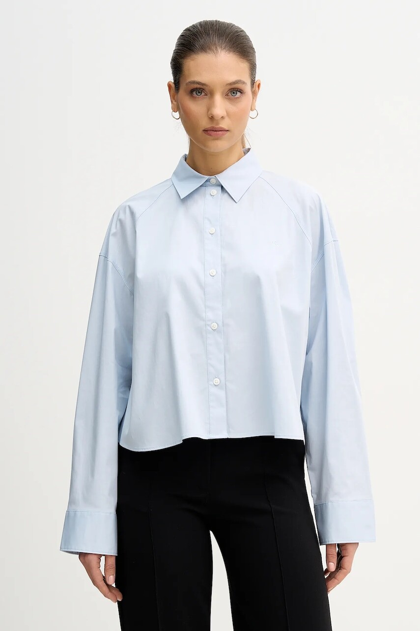 Košeľa Calvin Klein Jeans modrá farba, voľný strih, s klasickým golierom, LV047C141G