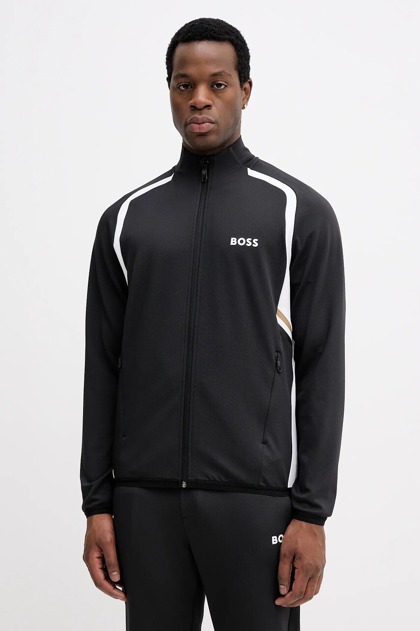 Mikina BOSS Green čierna farba, vzorovaná, 50554402