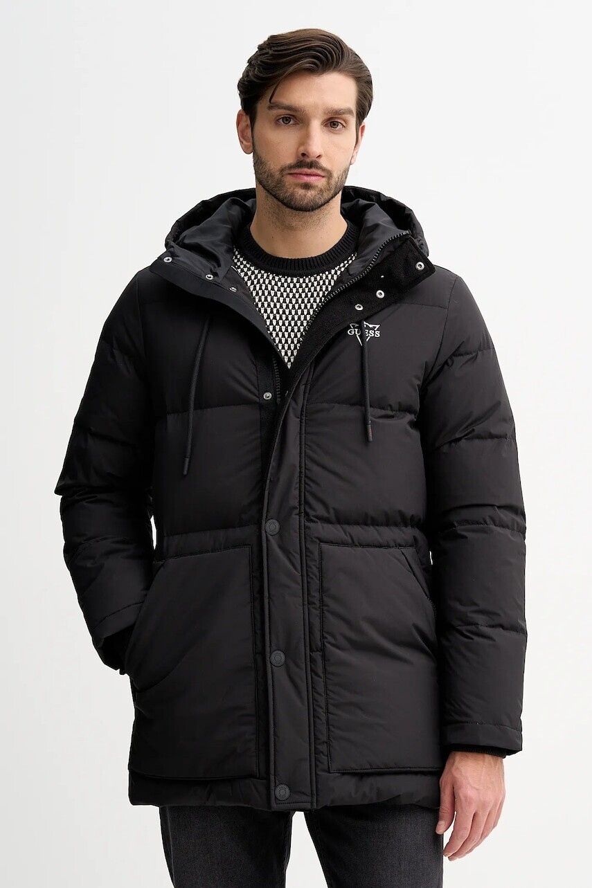 Páperová bunda Guess čierna farba, zimná, M5BL0O W3282