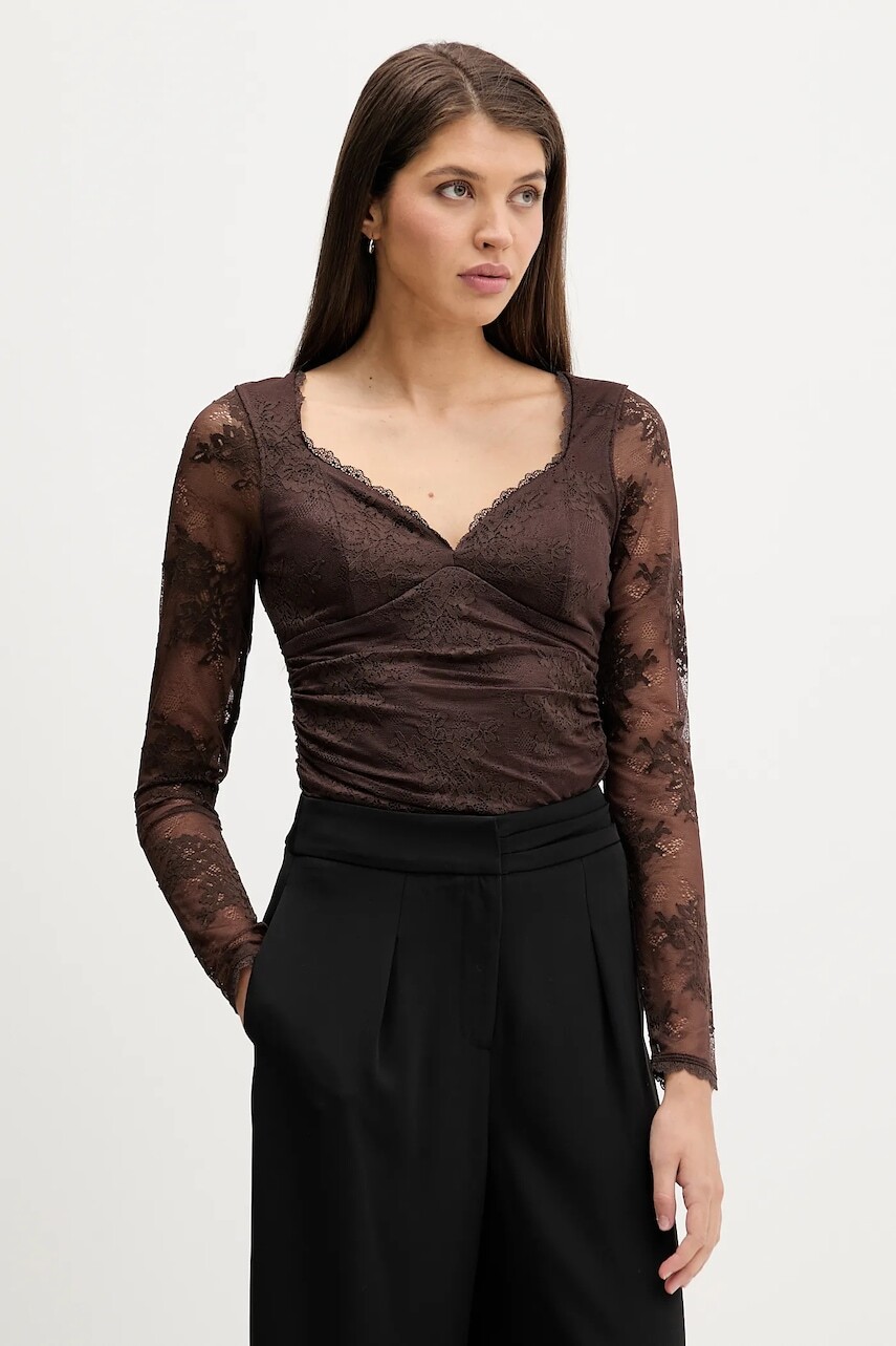 Blúzka Abercrombie & Fitch hnedá farba, kvetované, KI139-5872-480