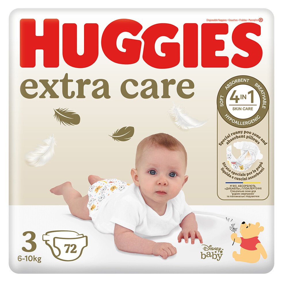 HUGGIES Detské plienky Extra Care 3 veľkosť 6-10 kg 72 kusov, poškodený obal