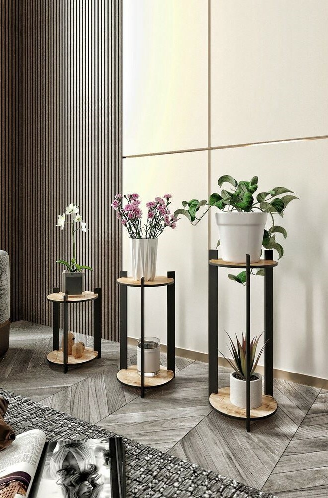 Stojan na kvety Flower Desk Round - Oak