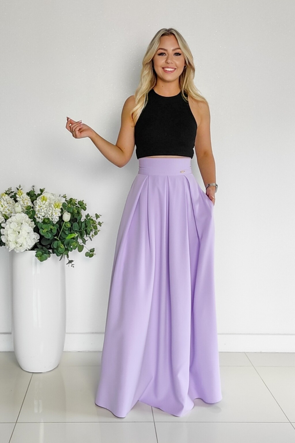 Parisse Svetlofialová dlhá sukňa Veľkosť: XS