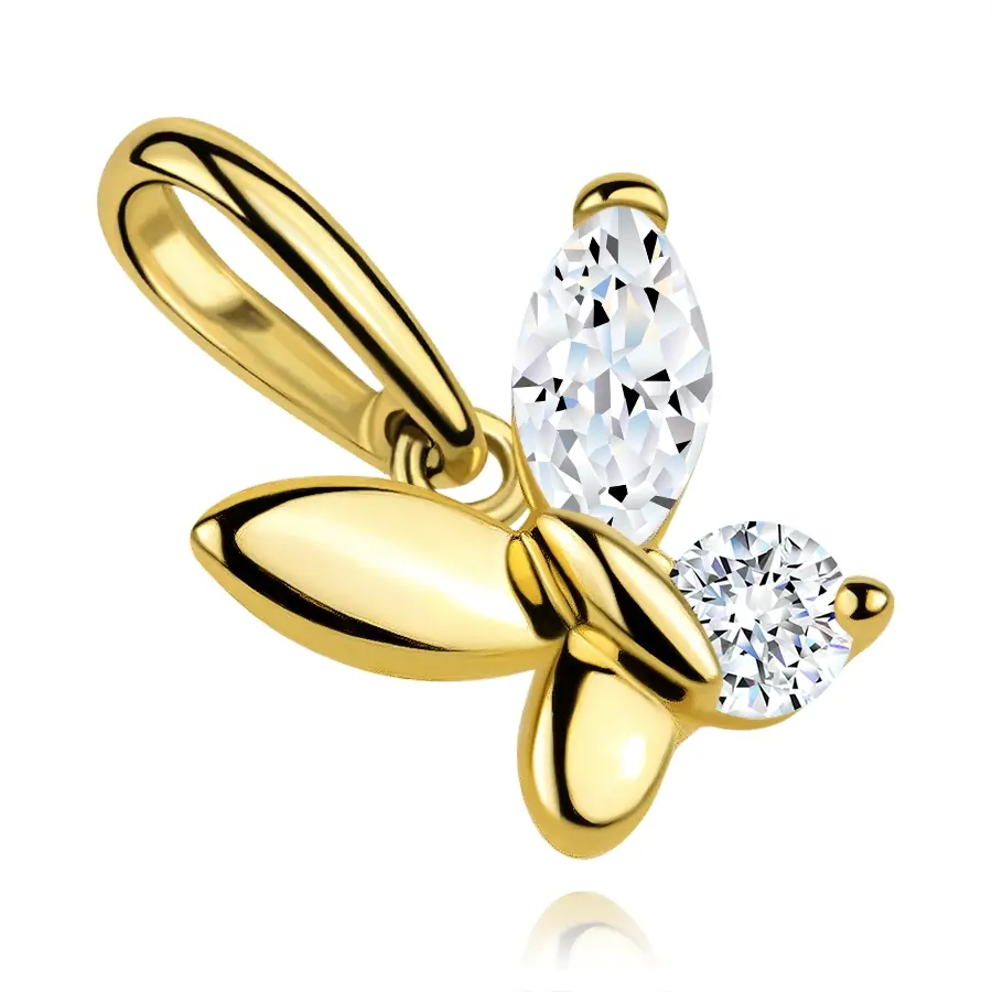 Prívesok 9K zo žltého zlata v tvare motýľa so zirkónmi