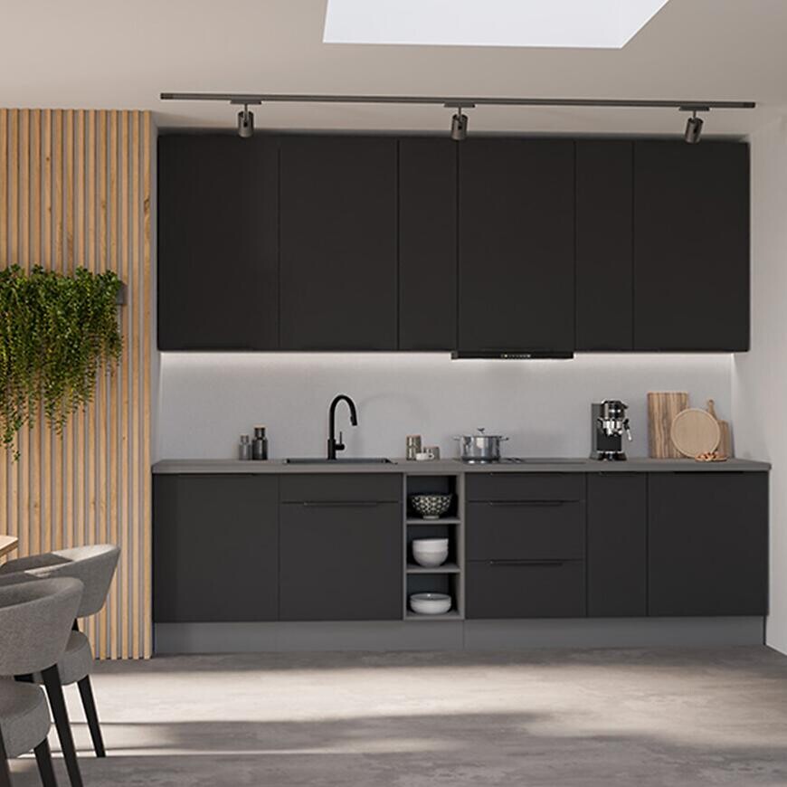 Kuchynská linka Aria BL/ANT 300 cm bez kuchynskej dosky