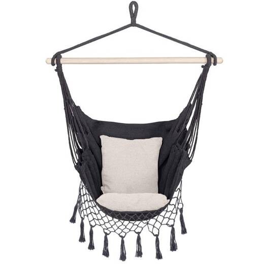 Hojdacie kreslo Brazílske s vankúšikmi 130x100cm - tmavosivo-krémové