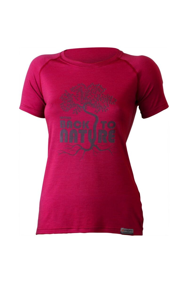 Lasting BACK 4747 ružové vlnené merino tričko s tlačou Veľkosť: S 8595067840802