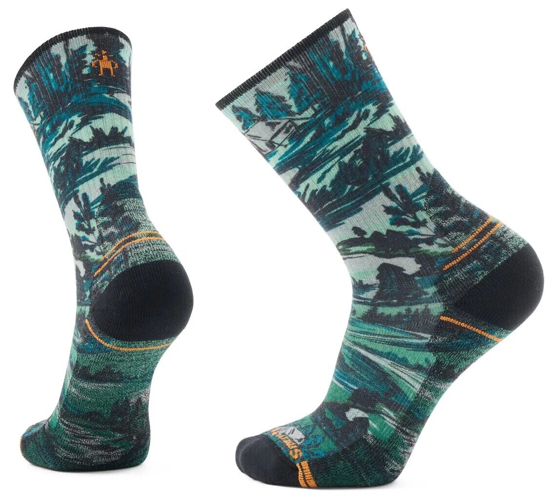 Smartwool HIKE LIGHT CUSHION CAMPGROUND PRINT CREW winter moss Veľkosť: XL 197065132217