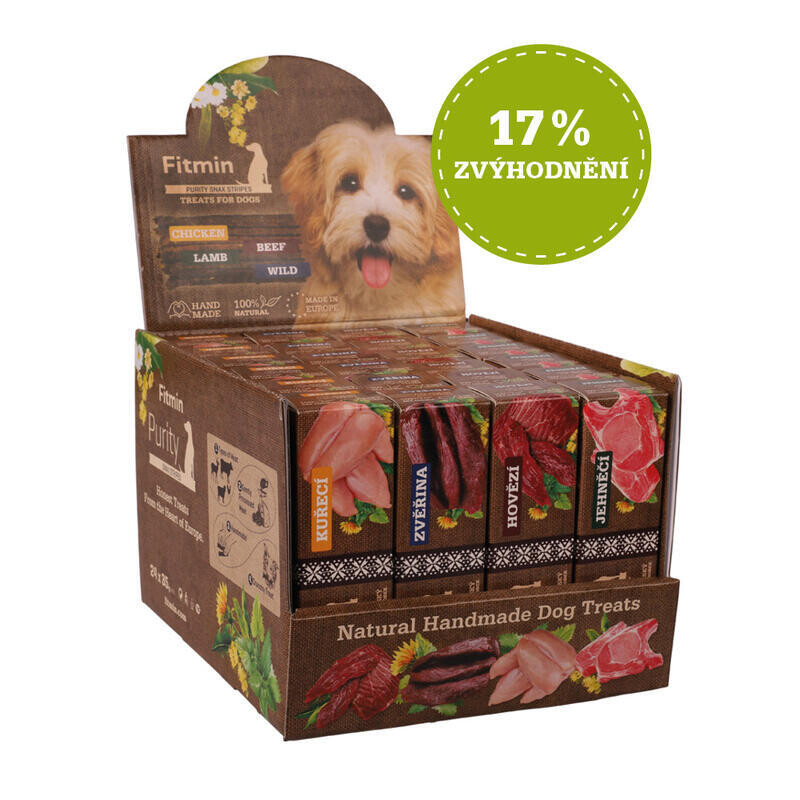 Fitmin dog Purity Snax STRIPES box 4 příchutě CZ/SK 24x35 g