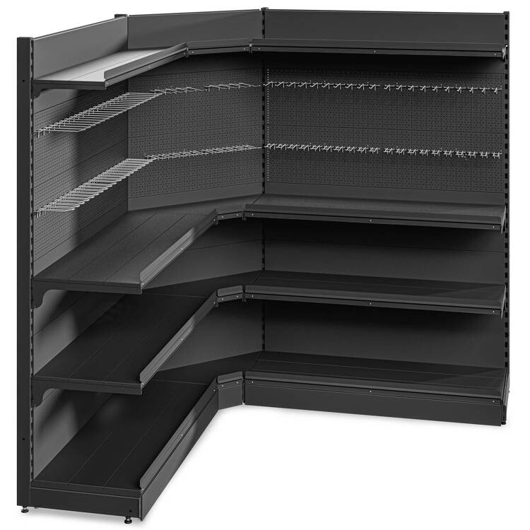 Marbo Regálová zostava do predajne s perforovaným panelom rohová 193x190x190 - 4 police