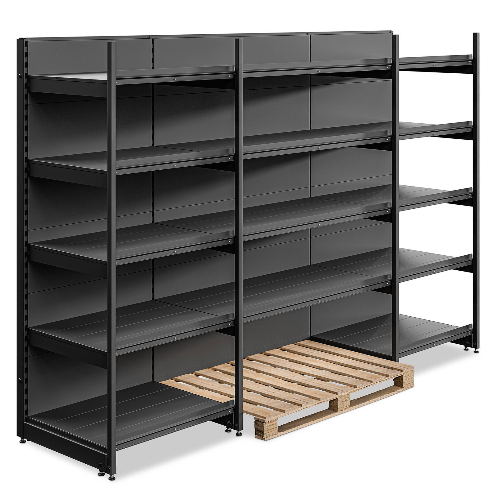 Marbo Regálová zostava do predajne s paletovým miestom 193x288x70 - 5 políc