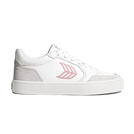 Dámské volnočasové boty Cariuma VALLELY White Leather Vintage White Suede Blush Pink Logo Sneaker