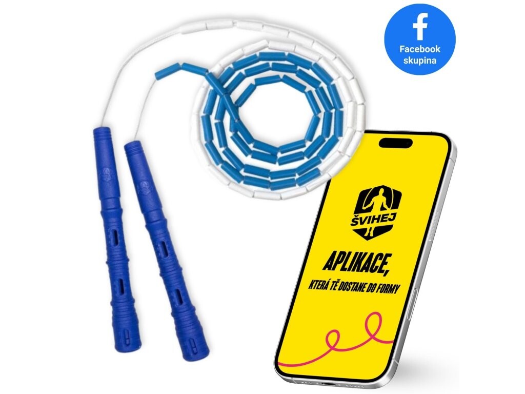 Katana Rope 3v1 - Korálkové švihadlo + Premium 3 mesiace + FB skupina Katana Rope farby: Rukoväte: modré, Korálky: Bielo/modrá v spolupráci s refcoach