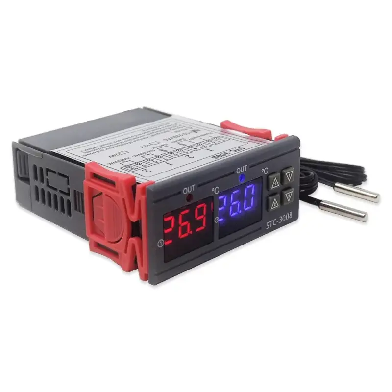 Digitálny termostat STC-3008, duálny s externými senzormi -55°C-+120°C, 230V
