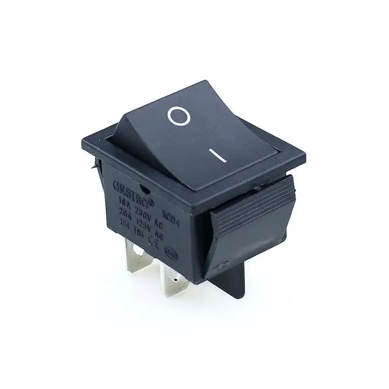 Kolískový vypínač obdĺžnikový KCD4, čierny 250V/15A