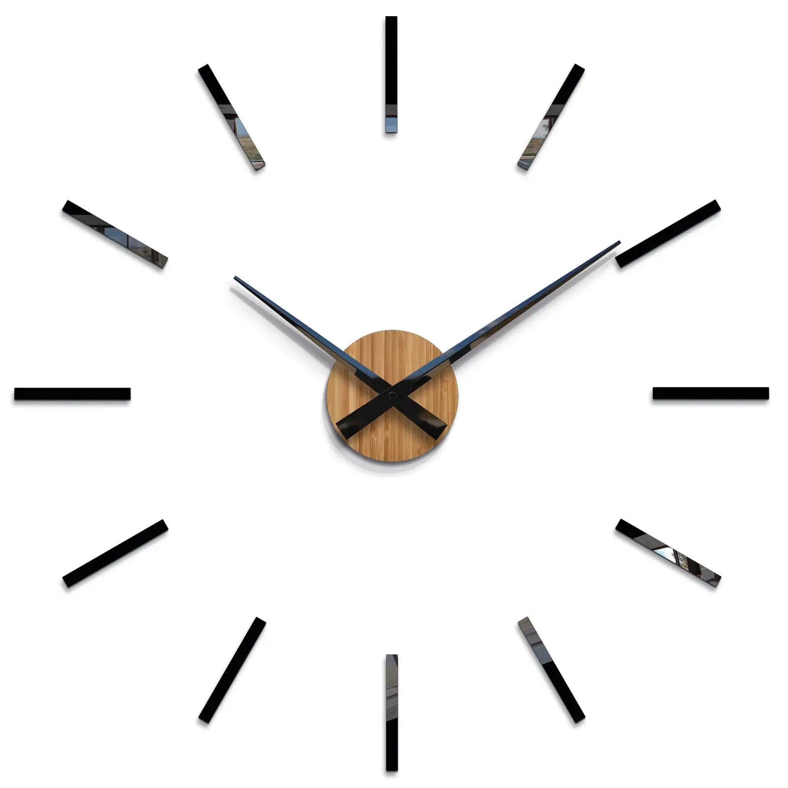 Nástěnné samolepící hodiny Cezar 65 cm černé/hnědé