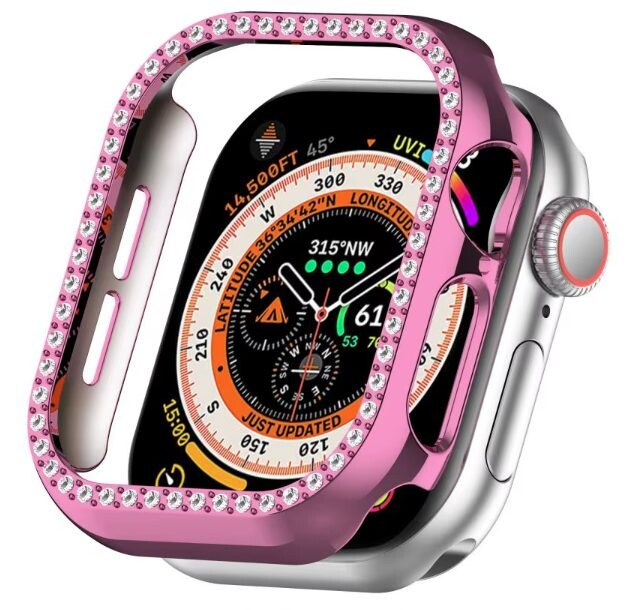 Ochranný rámček s kamienkami pre Apple Watch 10, 46 mm - Ružový