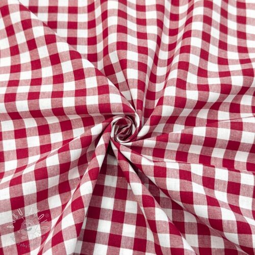 Bavlnená látka Check red