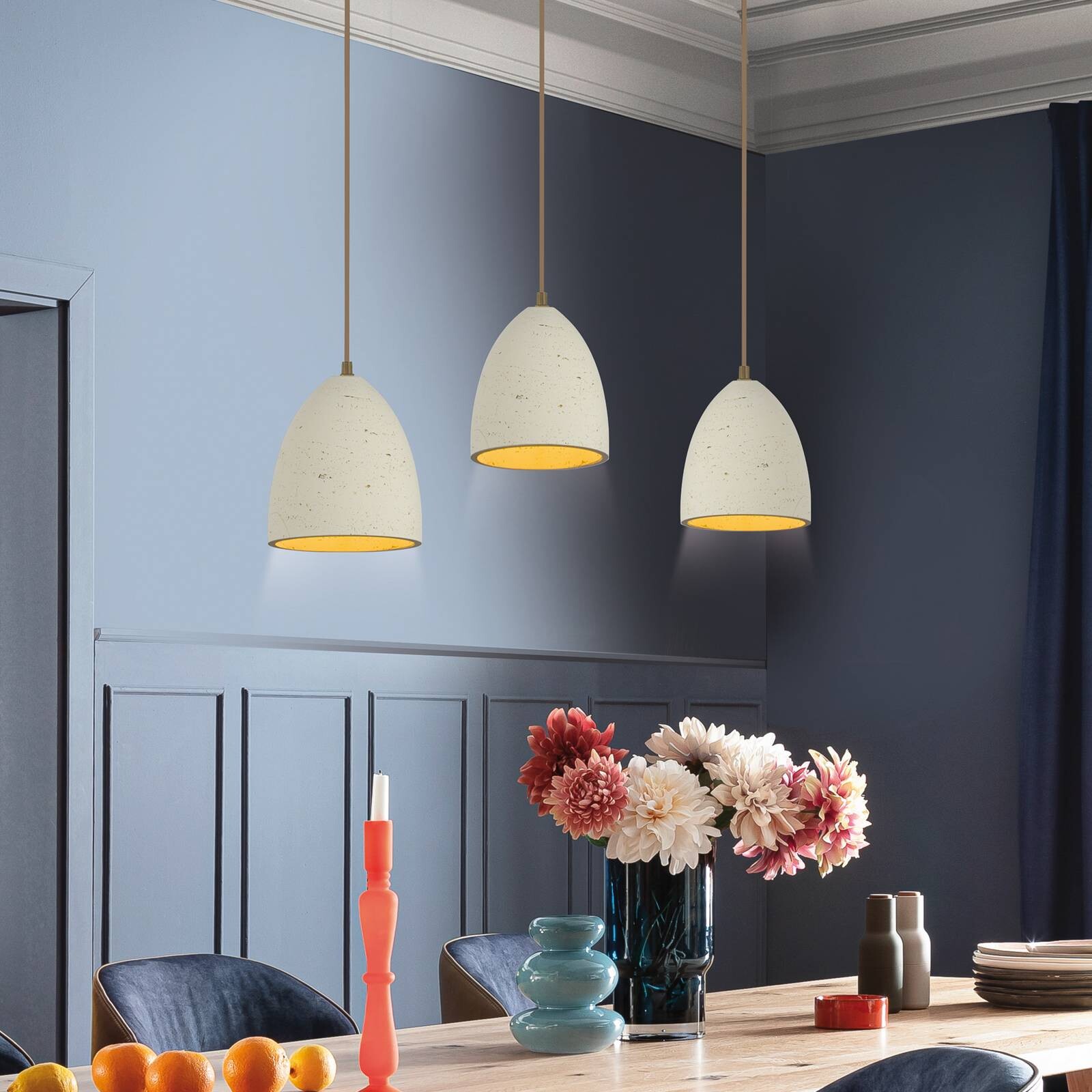 Schöner Wohnen závesné svietidlo Traventa, 3-pl., béžová, E27