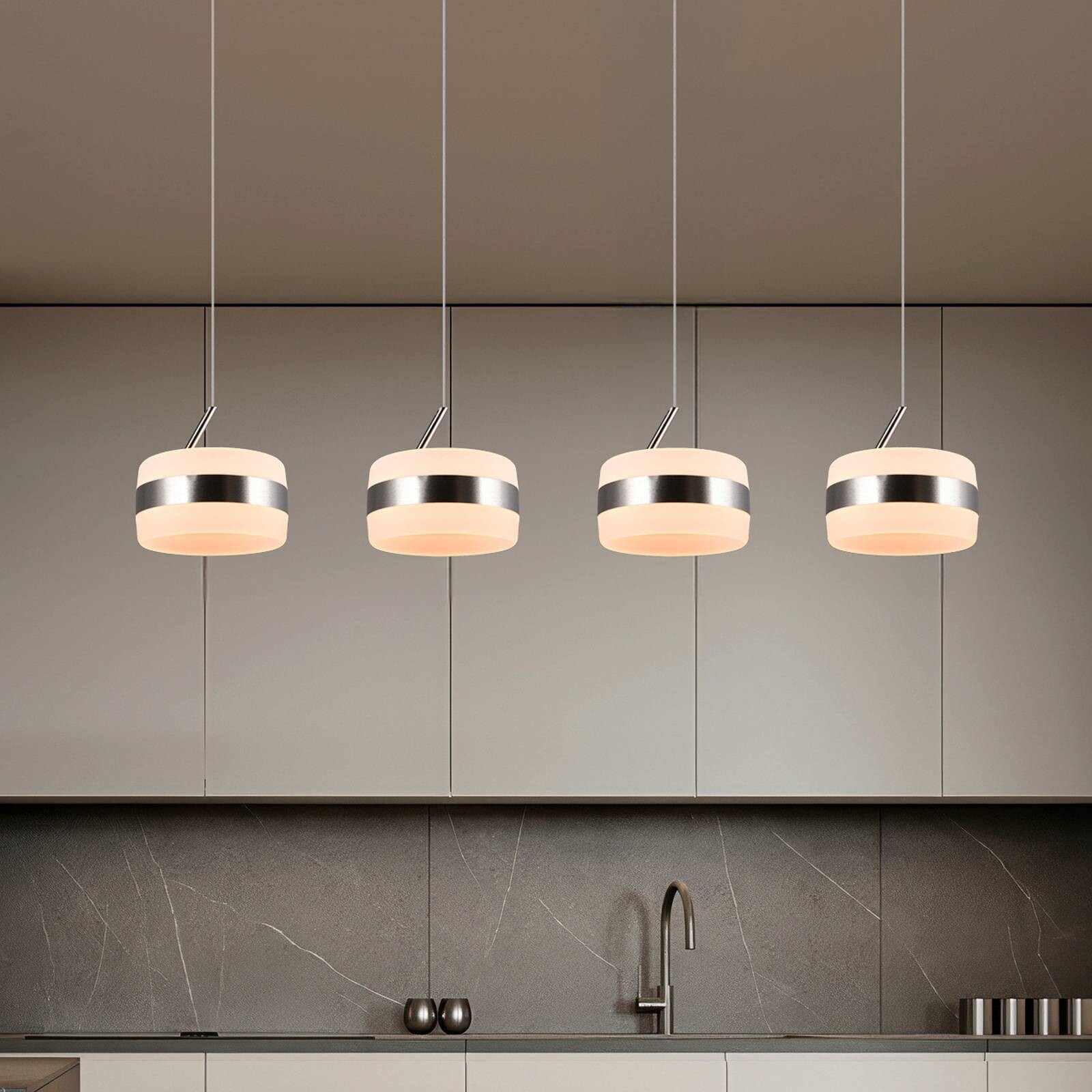 LED závesné svietidlo Dios, niklová farba, dĺžka 85 cm, CCT, 4-pl.