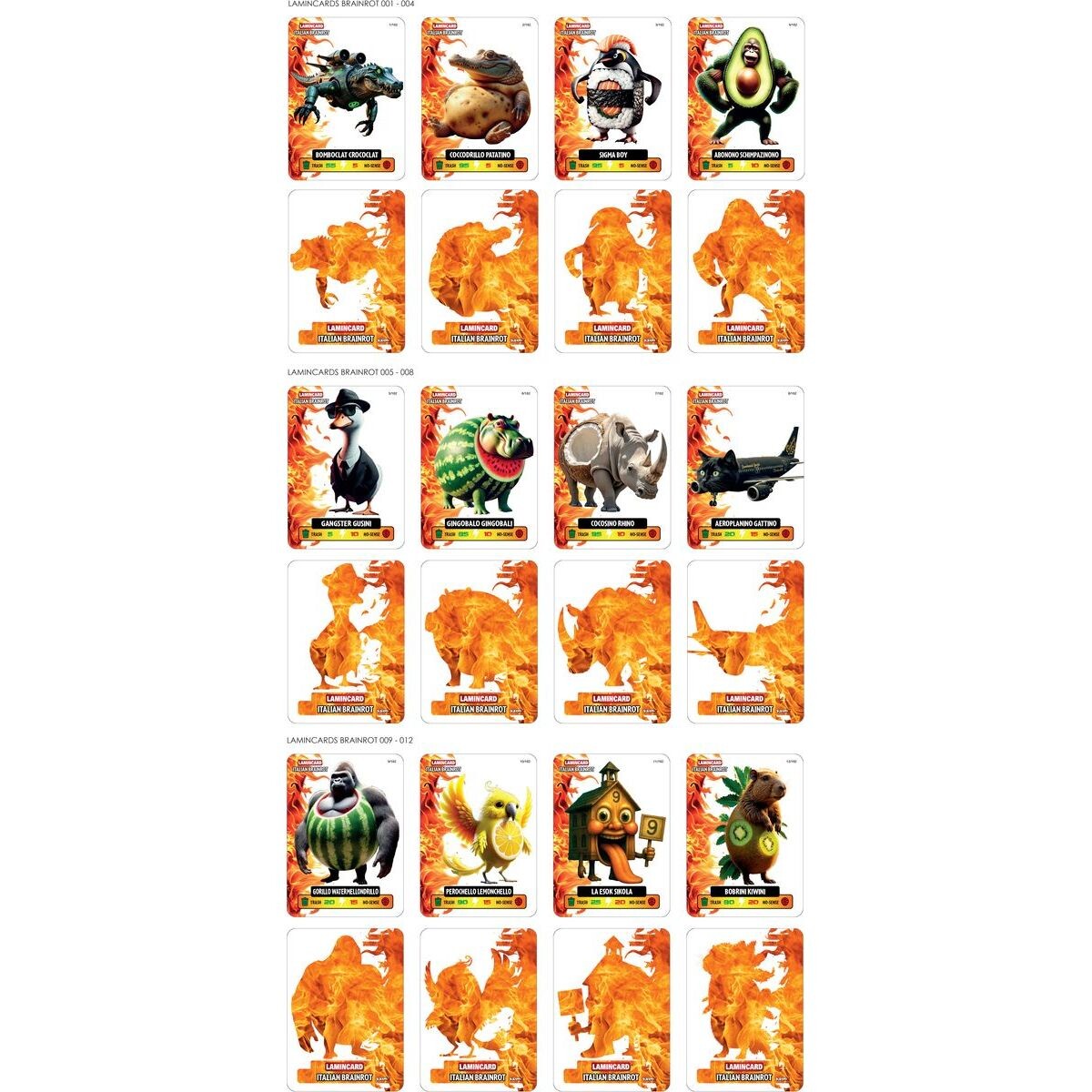 Alltoys Laminované zberateľské kartičky BrainRot
